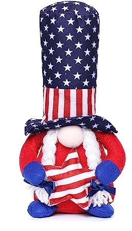 Fahoujs Amerikanischer Unabhängigkeitstag, Zwerge, Dekoration, Stern, patriotischer Veteranentag, Plüsch-Zwerge, 4. Juli, Geschenk für gestufte Tablett, patriotische Zwerge im Freien