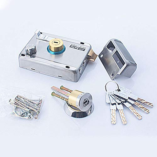 Serratura per porta esterna in acciaio inox con chiavi, doppio cilindro, serratura antifurto per casa, ufficio, fabbrica (aperta a sinistra senza lato)