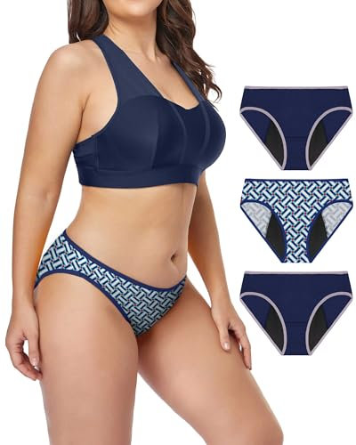 Neione Periodenunterschwäsche Menstruation Unterhosen Perioden Unterwäsche Damen Brazilian Slip Periodenslip Postpartum Panty 3er Pack Mosaic M