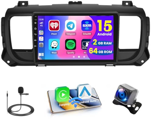 2+64G Autoradio pour Citroen Jumpy 3 Peugeot Expert Toyota Proace 2006-2021 | Écran Tactile Wireless Carplay Autoradio 2 DIN GPS Navi Bluetooth WiFi FM/RDS Caméra de Recul EQ USB 2+64G DAB/DAB+