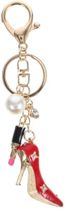Mikinona Stylischer Schlüsselanhänger mit Lippenstift und High Heel Charm für Damen Charm für für Frauen und Mädchen Trendige Schlüsselanhänger Dekoration
