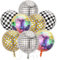Wenweo 8 große Stücke Discokugel Deko, Disco Deko Helium Balloon, Disco Folienballon,für Deko Geburtstag, Einschulung und Schulanfang Deko, Diverse Party Deko(Stil 2)