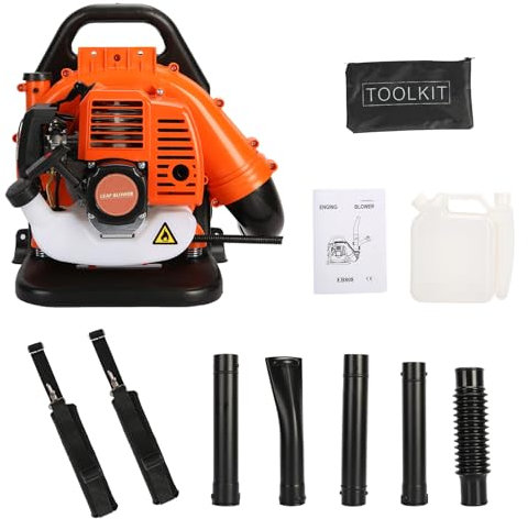 Washranp Benzin Laubbläser - 52CC 550CFM 2-Takt Rucksack Gas Laubbläser Akku-Laubbläser Schneefräse für Garten Rasenpflege Orange
