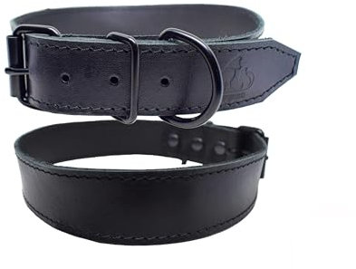 FURRO® Classic Halsband aus Leder – Breit & Super komfortabel, aus hochwertigem Leder, Made in Europe, Für Kleine, Mittlere und Große Hunde (Halsumfang 32–41 cm)
