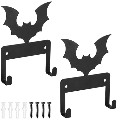 2 STK Schlüsselbrett Schlüsselhaken, Schlüsselhalter Wand, Schlüsselbrett Schwarz Key Holder Ohne Bohren Selbstklebende Schlüsselboard mit 2 Haken für Flur Schlafzimmer Aufbewahrung(Fledermaus)