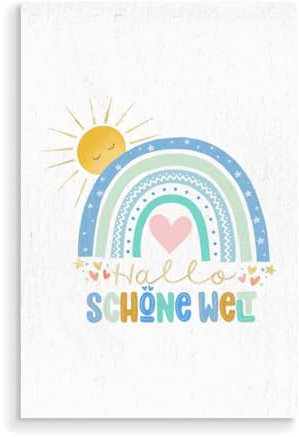 artboxONE Holzbild 60x40 cm Typografie Hallo, Schöne Welt von Künstler CalliLetters