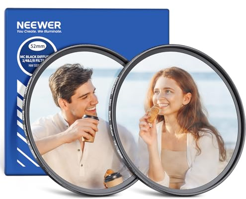 NEEWER 52mm 1/4 & 1/8 Black Diffusion Filter für einen filmischen Nebeleffekt, 2er Set mehrfach beschichteter Filter für einen verträumten Effekt mit Aufbewahrungsetui für Porträtfotografie und Video