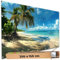 TRIOSK Sichtschutz Garten Deko Zaun Plane Blickdicht groß mit Zaunblende Motiv Strand Meer Karibik Urlaub für Balkon Terrasse Zaunelement Doppelstabmatten Gartenzaun PVC 250x150 cm