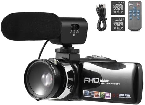 Videokamera -Camcorder, 1080p DV -Kamera 30MP 18x Digitales Zoom 3.0 -Zoll -IPS -Bildschirm Ultra HD Camcorder mit Fernbedienung und 2 Batterien (mit externem Mikrofon- und