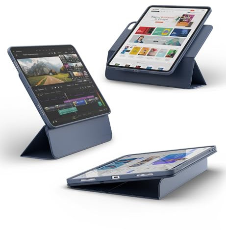 Dexnor for iPad Pro 13 Inch Case M4 (2024), Magnetic Floating Slim Removable Protective Cover Adjustable Portrait/Landscape Stand with Raised Screen View Multiple Angles Auto Sleep/Wake, Blue