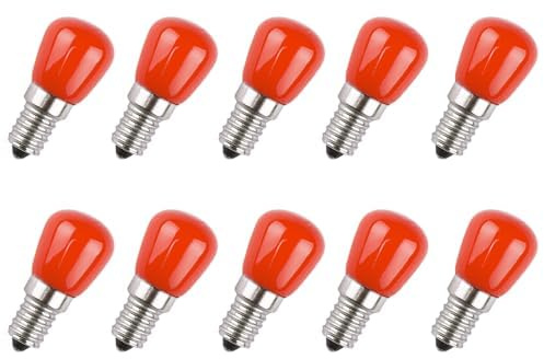 Aiwerttes E14 LED Glühbirne,3W E14 Kleine Edison Schraube Nachtlampen,AC 220-240V,für Halloween/Weihnachten/Salz Lampe,nicht dimmbar,Rot (10er Pack)