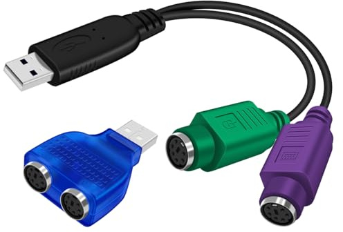 YINGAYOU PS2 to USB Adapter Keyboard Adattatore PS2 USB Tastiera e Mouse con Chip Integrato Non Richiede Driver Plug and Play 18cm (Cavo+Adattatore)