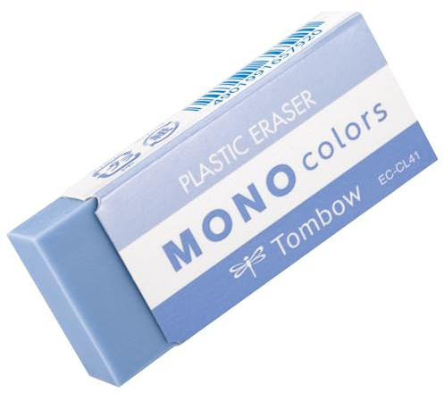 Tombow MONO colors Radierer blau, Kunststoff, farbig, phthalat- und latexfrei, 19 g, für Schule, Büro und zum Zeichnen