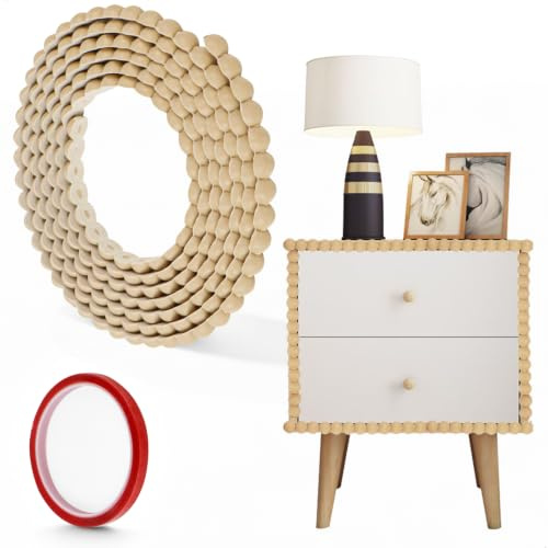 Zierleisten Selbstklebend, Zierleiste Selbstklebend, 3M Flexible PVC Halbperlen Wandleiste Zuschneidbar, Zierleisten Holz Optik Dekorleiste für Spiegel Schrank, Selbstklebende Zierleiste für Wand Deck