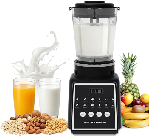 Hochleistungs-Standmixer mit Kochfunktion, 1.65L Antihaft Smoothie Maker, 14-Klingen, 23000 U/min, 60dB leiser Mixer, Touch, Selbstreinigung, 24h Timer für Suppe, Babybrei & Sojamilch