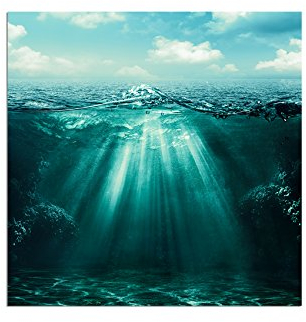 Paul Sinus Art 80x80cm - WANDBILD Meer Wasser Unterwasser Sonnenstrahlen - Leinwandbild auf Keilrahmen modern stilvoll - Bilder und Dekoration