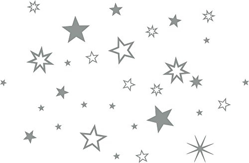 90 Stück Sterne in Silber Aufkleber, Mix-Set, Fensterdekoration zu Weihnachten Fensterbild/Fensteraufkleber, Wandtattoo Deko Sticker, Autoaufkleber, Weihnachtsdekoration 70001, Stars