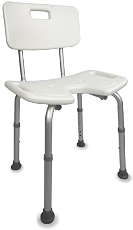 Mobiclinic, Silla de baño, Marisma, Taburete Ducha, Marca española, Asiento en u, Ortopédica, Altura Regulable, con Respaldo, Conteras Antideslizantes, para Personas Mayores, Movilidad Reducida