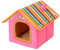 LvRao Haustier Haus Hund Katze Plüsch Bett Höhlenbett Faltbar abnehmbar Klein Hundehaus Hundehöhle Kuschelhöhle (Rosa, L)
