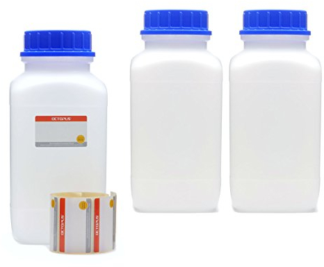 Octopus 3x 2500 ml wide mouth bottles with screw top, chemical bottle, laboratory bottle