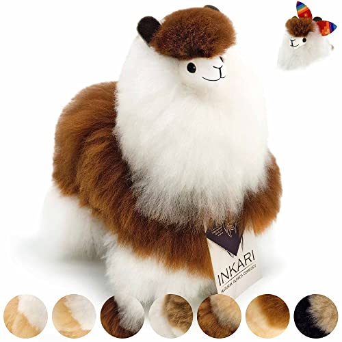 Inkari Alpaka Plüsch aus natürlicher und weicher Alpakawolle - Echte Alpakawolle, Frauen und Kinder - Macchiato (23cm)