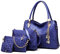 Pahajim Handtasche Damen Handtaschen Set, Mode Frauen Taschen Set Mittelgroß Umhängetasche Damenhandtasche Portemonnaie Tasche Set 4 Teilig für Arbeit Einkaufen Party Reisen (Blau)