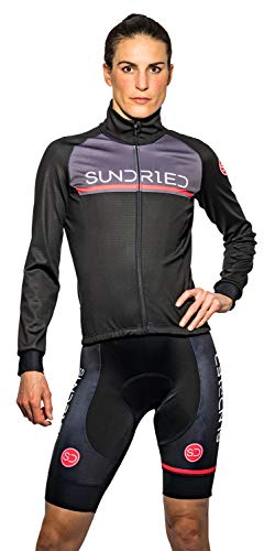 Sundried Thermo-Fahrradjacke für Damen, Winddicht, wasserdicht, ideal für kaltes Rennrad und Mountainbike, Schwarz, Größe M