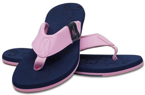 MADSea Damen Zehenstegpantolette Beach Woman | Zehentrenner Flip Flop Thong Sandale Badelatschen | Sommer Strand, dunkelblau/rosa, 40 EU