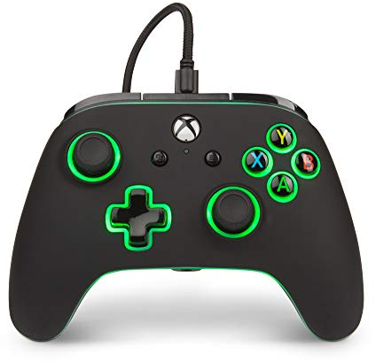 PowerA - Mando con cable mejorado para Xbox One, licencia oficial, diseño Spectra con retroiluminación LED de 7 colores