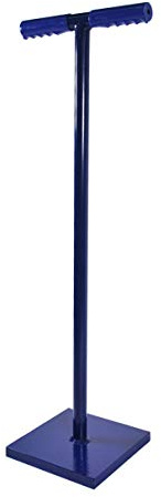 HELO Erdstampfer Betonstampfer aus Stahl 15 kg mit 2-Hand T-Griff, Handstampfer zum Verdichten mit 21x21 cm großer und 40 mm starker Grundplatte, Höhe: 80 cm, Gewicht: 15 kg, Farbe: Blau