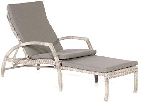 Sonnenpartner Sonnenliege Mauritius Aluminium mit Polyrattan White-Coral Gartenliege mit Auflage