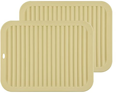 Smithcraft Silicone Trivets for Hot Dishes, Pots and Pans, Hot Pads for Kitchen Counter, Silicone Pot Holders Mats, Heat Resistant Mat for Quartz Countertops, Table Non Slip Trivet Mat Set Beige