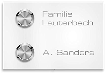 Metzler Funkklingel aus Edelstahl - Kabellos & UV-beständig - hohe Reichweite - Edelstahl Türklingel in Weiß - Gravur optional (2 Taster)