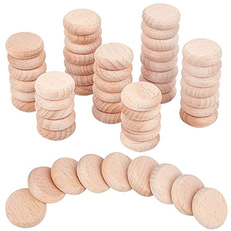 nbeads 100 Stück Buche Holz Runde Stücke, 25 mm Unvollendete Holzkreise Runde Scheiben Holzausschnitte Ornamente Für DIY Handwerk Malen Hochzeit Und Heimdekoration, 8 mm dick