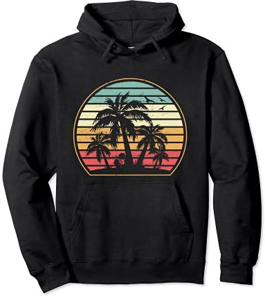 Retro Vintage Sonnenuntergang Palme Pullover Hoodie