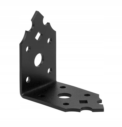 SDKL1-10 St. Winkelverbinder 65x65x40x2.5 mm mit Rippe Sicke Lochwinkel Bauwinkel Holzverbinder Balkenwinkel Verbinder Pulverbeschichtung Schwarz Dekorativ