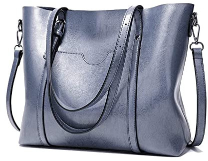 Womens Handbags Soft Leather Large Capacity Retro Vintage Top-Handle Casual Pocket Tote Shoulder Cross-Body Bags Sky Blue