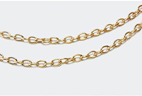 inwaria Metallkette 3,5 x 5 mm Ankerkette Kette Meterware Schmuckkette Gliederkette, Roségold, MK-88/4_5m