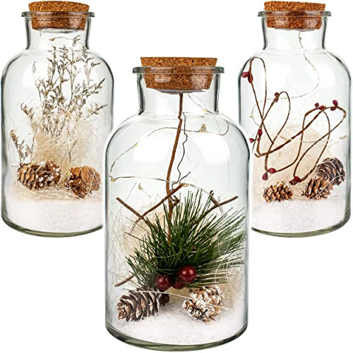 alles-meine.de GmbH LICHT Dekoglas - 8 Stück LED Weihnachten & Winter Schnee 22 cm - Licht im Einmachglas - Marmeladenglas - Flasche - Weihnachtsflasche - Lichterflasche mit ..