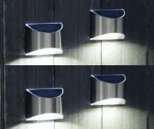 FHS 4er Set Solar Wandleuchte mit 4 weißen SMD LED, Größe: 10 x 8 x 5cm, Kunststoff/Edelstahl