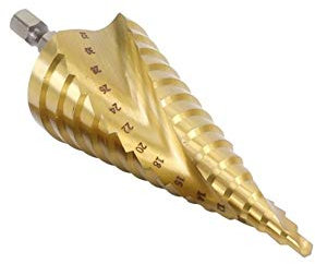 Spiral geröteter Schrittbohrer Beschichtete HSS Kernbohrer Spiral Spiral Groove-Stufenbohrer Set Power Tool 4-12/20 / 32mm Pagode Bohrmaschine (Color : 1pc 4 32mm)