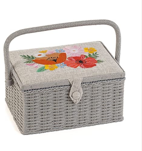 Hobby Gift Medium Näh-Aufbewahrungsbox, Holz/Stoff, Gestickte Wildblume
