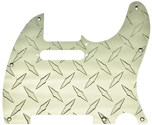 KAISH 8 Löcher Metall Diamant Platte Modern Style Tele Pickguard Aluminium TL Kratzplatte passend für amerikanische/mexikanische FD Telecaster Gold