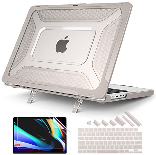 Batianda Extreme Heavy Duty Case for MacBook Pro 14 2026-2021, Rock Gray | Fits M5/M4/M3/M2/M1 Pro Max Chip, Honeycomb Rugged Matte Shell with Shock-absorbing Corners, Max Cooling & Stability