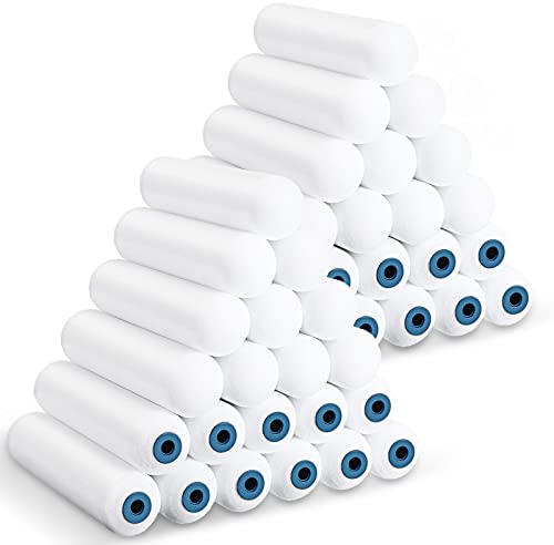 40 Stück Schaumstoff-Farbroller-Abdeckung, 15,2 cm, Schaumstoffroller, hohe Dichte, Mini-Schaumstoff-Farbroller, Nachfüllpackungen, glatte Oberflächen, zum Malen von Wand, Schrank, Türen, Decken