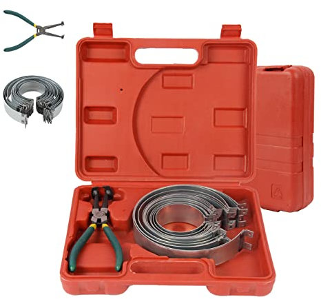 BELEY Auto Engine Piston Ring Compressor Tool with 1PC Plier and 14PCS Piston Rings(62-145mm/2.44-5.71in) Automotive Replacement Engine Piston Rings for Repair Removal Cars Trucks Engine