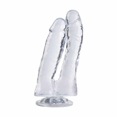 Dildo doble Dildos Anales con Ventosa Fuerte Vaginal Natural Real Feel Réplica del Pene Dildo Masturbador Juguete Sexual Plug Anal para Parejas Principiantes Avanzados (Tamaño: 18/16 cm)(Transparente)