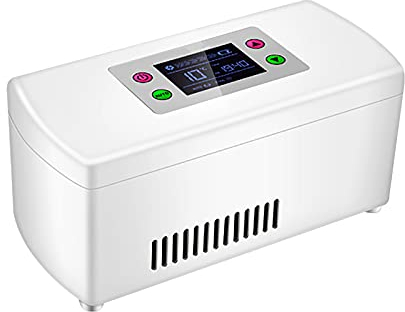 Samnuerly Kühlschränke Mini-Medizinkühlschrank und Insulinkühler, für Diabetiker-Medikamenten-Organizer, 2-18℃ kleines Gehäuse, tragbarer Insulinkühlschrank für Reisen (Lithiumbatterie x 2)