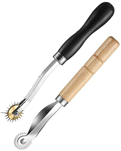 HREDZEO Tracing Wheel,2 Pcs Sewing Wheel Marker with PVC Handle and Wooden Handle Stainless Steel Needle Point Rotary Cutter Wheel for Dressmaking Cross Stitch Sewing Leather Paper Craft Tools