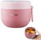 Insulated Bento, 600ml Leakproof Lunch Box Sandwich Salad Porridge Containers with Stainless Steel Inner, Safe Soup Cup Bento Box For Office School (Pink)